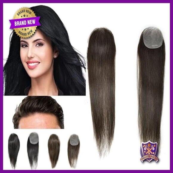 Human Hair Topper Ultra Thin Skin PU Base 6x8cm Hand Tied European Hair main image 4